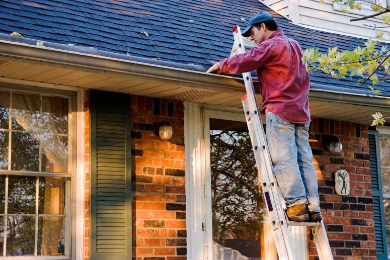 ladder on the roof