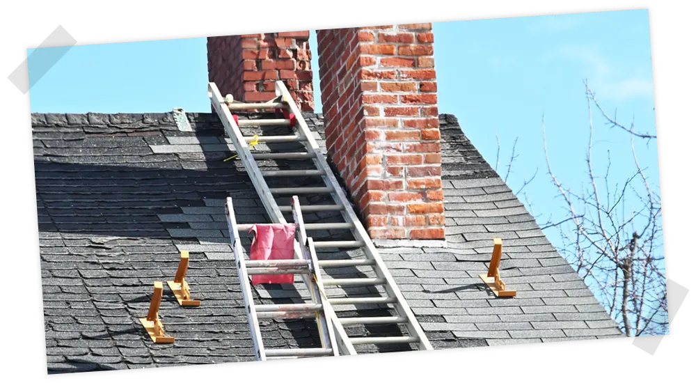 little giant ladder on sloped roof